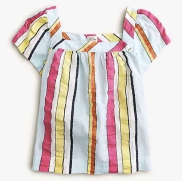 J. Crew Short Sleeve Seersucker Stripe Popover Blouse Size XS NEW NWT - Picture 2 of 11